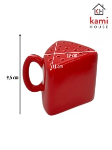 Red Plain Ceramic Tabletop Grated Cheese Holder - Đỏ - Xem 2
