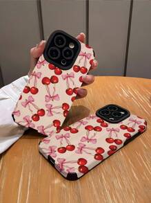 WeiMi 1 个带甜美樱桃蝴蝶结图案的柔软硅胶手机壳，适用于 iPhone 和 16/16 PLUS/16 PRO/16 PRO MAX - 彩色 - 查看 3