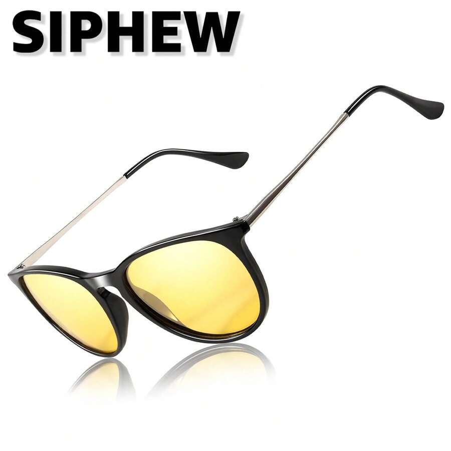 SIPHEW 夜视眼镜 防眩光 驾驶用偏光黄色夜间眼镜 UV400 防护 IF8859 女士沙滩配饰 太阳镜 太阳镜 遮阳镜 时尚基本款 适合毛衣 牛仔裤 运动裤 连帽衫 夹克 连衣裙和长袖衬衫 - 彩色 - 查看 1