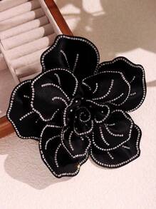 14 厘米优雅多层面料花朵胸针，镶嵌彩色方晶锆石，装饰性翻领别针，正式礼服和西装，情人节情人节礼服配饰，衣服别针，包包饰品，学校办公室配饰，衬衫夹克珠宝，圣诞节万圣节衣服别针，有趣可爱的教师礼物，万圣节配饰，教师节