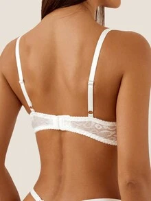 Áo ngực Bralette kiểu Pháp gợi cảm, đồ lót họa tiết da báo mỏng, đồ lót thoải mái, áo ngực có gọng cho nữ, đồ lót sọc họa tiết da báo, áo ngực gợi cảm, lãng mạn, áo ngực trong suốt in lưới - trắng - Xem 3