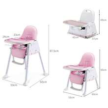 Adjustable 3-In-1 Baby Highchair Infant High Feeding Seat Toddler Table Chair UK - Pink - View 8