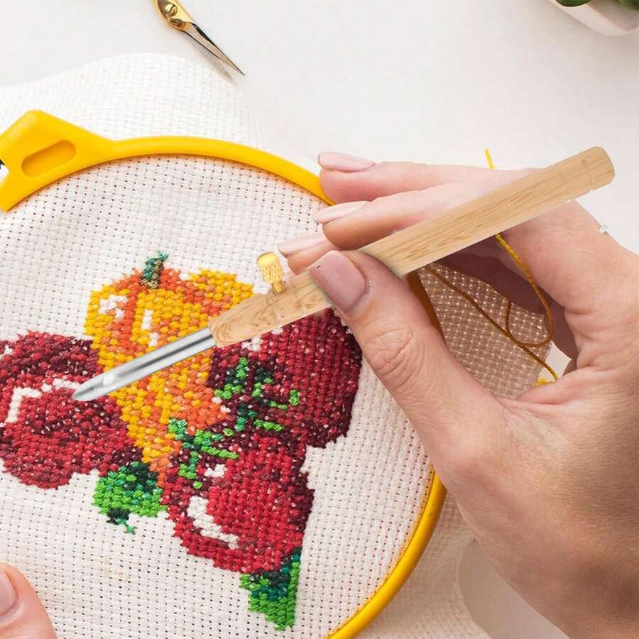 5PCS Punch Needle Embroidery Kits With Storage Tube Easy To Carry And