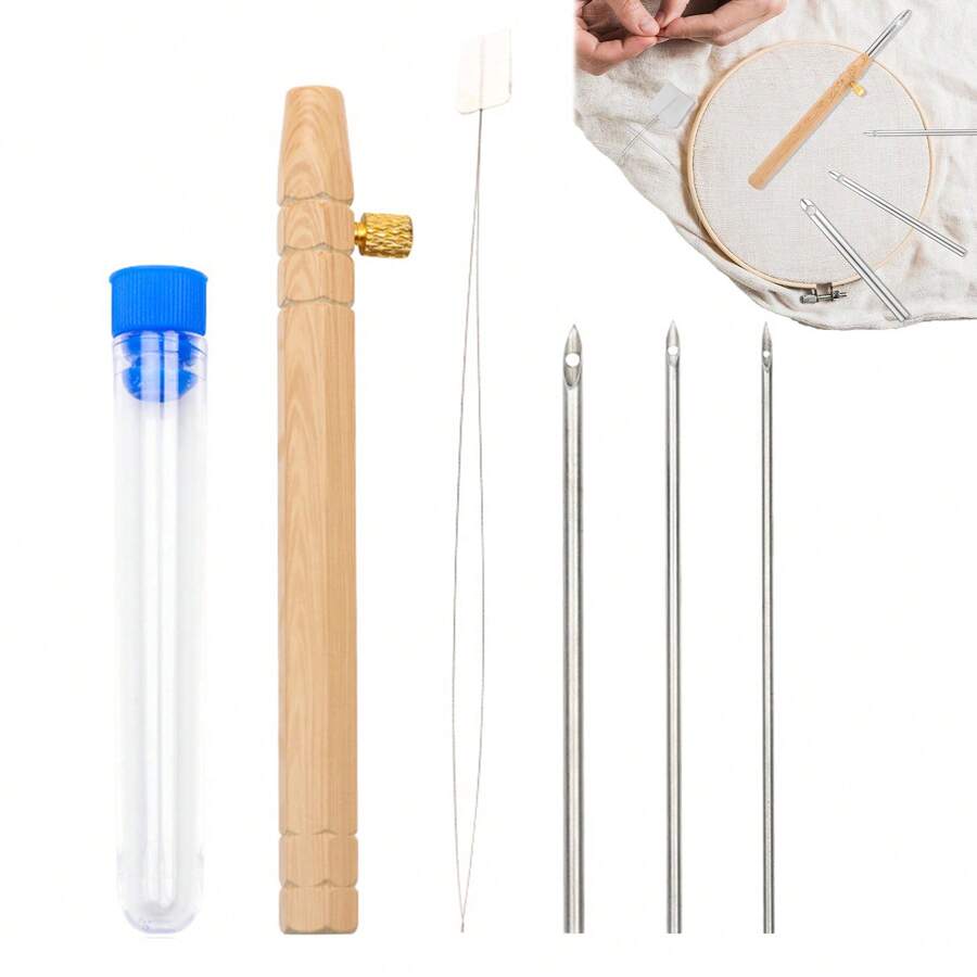 5PCS Punch Needle Embroidery Kits With Storage Tube Easy To Carry And