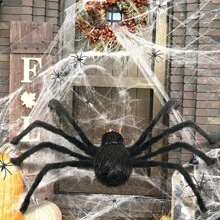 2 Packs 35.4inch Halloween Giant Hairy Spider Realistic Scary For Indoor Outdoor Home Yard Haunted Yard Decorations Car Decor Creates Spine-Tingling Atmosphere