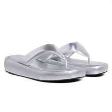 Comfortable Flatform Clog Flip Flop Sandal Papete - Bạc - Xem 1