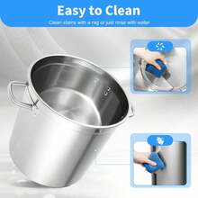 HaroldDol 35L/9.25Gal Stock Pot Stainless Steel Large Kitchen Soup Big Cooking Restaurant The Best Gift/Present For Family&Friends Happy Christmas - Silver - View 11