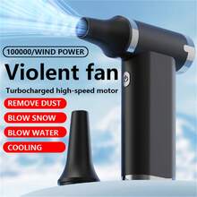 Creative Guan Nuevo mini ventilador turbo portátil y potente, ventilador de mano de alta velocidad, adecuado para desempolvar, soplar nieve, eliminar el carbón de la parrilla, uso multiusos para camping al aire libre, ideal para la limpieza de electrónicos de automóviles y el hogar - 100000 rpm/ventilador violento - Ver 2