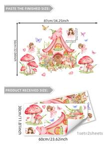 1set Fairy Mushroom House Wall Stickers For Living Room And Bedroom Decor - Multicolor - View 12