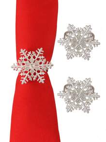 4pcs, Silver Christmas Napkin Ring Assortment Set, Christmas Snowflakes, Christmas Fawns, Christmas Tree Napkin Rings - Silver - View 4