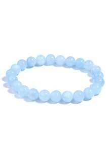 1 Peça Pulseira de Contas de Água-Marinha Natural para Mulheres, Pulseira Elástica Trendy de Laço Único, Adequada para Uso Diário de Senhoras no Verão