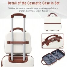 Hardshell Luggage Sets 3 Pieces 20"+24" Luggages And Cosmetic Case Spinner Suitcase With TSA Lock  Lightweight,Green - 白色+ABS - 查看 3