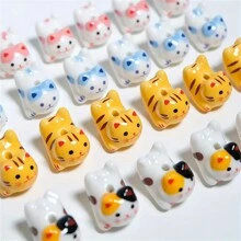 4 件多色可爱猫陶瓷珠，DIY 珠宝材料 - 4pcs - 查看 12