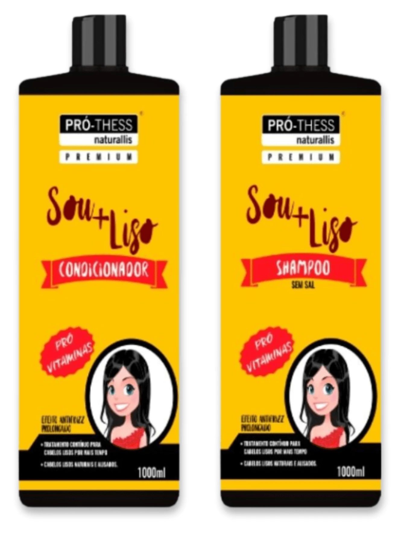 Gran Cosmetica Shampoo And Conditioner Kit 1 Liter For Straight Hair Pro Thess Sou + Liso Strengthening And Restoration For Chemically Treated Hair - Sou + Liso 洗髮精和護髮素套裝 - 查看 1