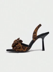 Giày sandal cao gót mũi nhọn nữ, họa tiết da báo, quai thun, hở mũi, trang trí hình bướm, thanh lịch, thích hợp cho tiệc tùng, mặc hàng ngày, họp mặt, lễ hội, đi làm, mùa xuân/hè. Giày sandal cao gót giả da lộn màu đen thời trang, phù hợp với váy, đám cưới. - màu đen - Xem 6