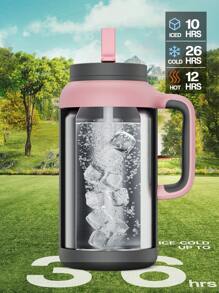 Taza/Vaso de 64 Oz con asa, tapa con 2 en 1 con pajita, mantiene frío hasta 36 horas, apto para lavavajillas, a prueba de fugas, base antideslizante, botella de agua aislada de acero inoxidable para el hogar, la oficina y el gimnasio (Rebellion)