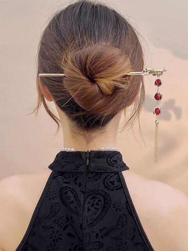 New Arrival Classical Chinese New Year Red Lantern Tassel Hair Stick, Ancient Style Bun Hairpin Hair Accessories For Women