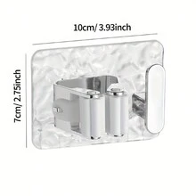 时尚壁挂式实用挂钩 - 1 件/2 件耐用塑料拖把和扫帚架，具有强力粘合剂，易于安装，无需钻孔，适用于厨房、浴室、阳台 - 彩色 - 查看 3