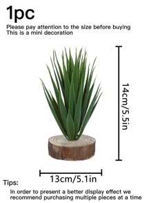 1 pieza Planta de agave artificial sobre bloque de madera, decoración para el hogar, baño, jardín exterior, oficina y sala de estudio