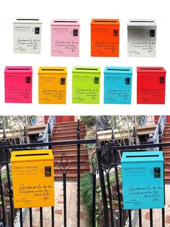 Vintage Villa Town Galvanized Iron Post Mailbox Letterbox Postbox Newspaper Magazines Holder Box Catcher Guard Garden Door Ornament, Yard Door Mailbox Ornament