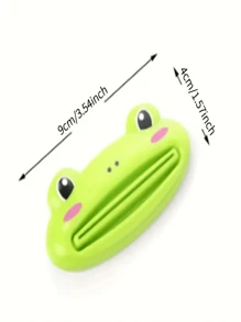 1 pieza Exprimidor de pasta de dientes con diseño de animal de dibujos animados lindo (Rana verde) para pasta de dientes y limpiador, decoración de baño en el hogar, vuelta al colegio en verano