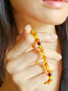 1pc Natural Baltic Amber 5mm Beaded Bracelet Gemstone Therapy Accessorize Indie Fashion Stylish Perfect Gift For Her Anniversary Present