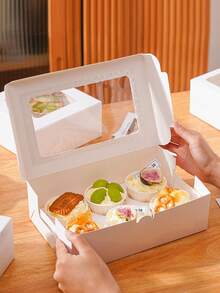 带窗口的圣诞纸杯蛋糕盒，透明 2/4/6/12 件包装，用于糕点、甜点、蛋挞、松饼烘焙圣诞礼物圣诞快乐平安夜圣诞派对 - 彩色 - 查看 2