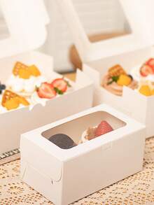 带窗口的圣诞纸杯蛋糕盒，透明 2/4/6/12 件包装，用于糕点、甜点、蛋挞、松饼烘焙圣诞礼物圣诞快乐平安夜圣诞派对 - 彩色 - 查看 3