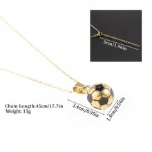 1pc Soccer Football Pendant Necklaces Male Golden Color Stainless Steel Sports Necklace Men Women Fashion Jewelry Gift - Multicolor - View 2