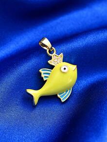 1/5 件时尚可爱金属珐琅方晶锆石海豚和金鱼吊坠，适合 DIY 珠宝制作项链、耳环、钥匙扣、手机链、海洋生物装饰礼物 - 彩色 - 查看 19