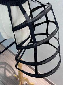 1 件黑白巴洛克风格 4 层镂空鸟笼荷叶边衬裙，带洛可可鱼骨设计，适合女性角色扮演秋季服装 - A - 查看 2