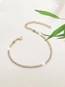 1 pièce Bracelet de cheville en argent orné de diamants en zirconium pour femme, brillant et à la mode, idéal pour les fêtes et les vacances
