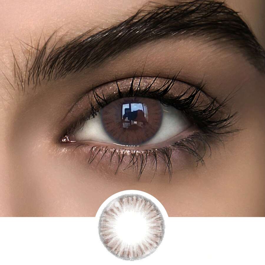 [Free Contact Lens Case] Color Contact Lens Omg Series Gray Brown Natural Color, Annual Throw 14