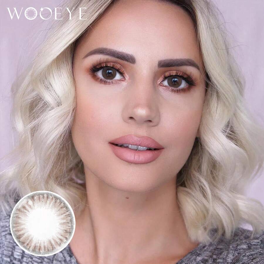 [Free Contact Lens Case] Color Contact Lens Omg Series Gray Brown Natural Color, Annual Throw 14