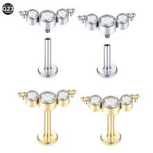 1 件钛方晶锆石耳钉，适合女士螺旋海螺穿孔身体首饰 - TC035 - 查看 5