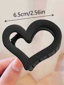 1 件女士轻质塑料爱心形发夹，可爱简约磨砂心形发夹，纯色哑光镂空心形发夹，女士日常佩戴发夹，时尚、百搭、优雅、简约，纯色发夹适合日常佩戴、休闲派对、工作通勤、度假、清洁、化妆、衣服和配饰搭配、饰品夹， - 彩色 - 查看 2