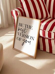 1件“成为最好的自己”家居装饰画，励志名言，激励海报，无框 - 黑與白 - 查看 3