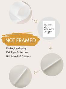 1件“成为最好的自己”家居装饰画，励志名言，激励海报，无框 - 黑與白 - 查看 8