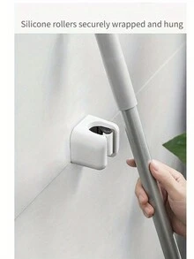 1 pieza Soporte adhesivo para colgar fregonas y escobas sin taladro con gancho para baño, gancho de pared adhesivo para baño, soporte para escoba y clip para fregona - Multicolor - Ver 6