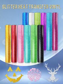 12pcs/Set Multi-Color Series Glitter Vinyl Lettering Film, 10inch X 12inch Laser DIY Pattern Heat Transfer Printing Apparel Accessory