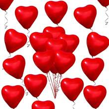 10/30/50 个/套 10 英寸随机混合颜色，白色、红色和红白心形马卡龙乳胶气球，适用于生日、婚礼、情人节求婚、圣诞节装饰和所有室内/室外活动装饰乳胶气球套装 - 紅色 - 查看 2