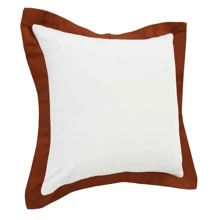 20" X 20" White And Cinnamon 100% Cotton Geometric Zippered Pillow
