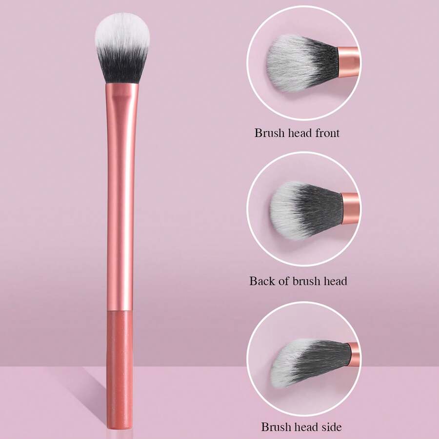 1支极简便携亲肤柔软橙色小号斜角腮红刷，可用于化妆、粉底、遮瑕、修容、散粉等多种用途。 - 橘色 - 查看 1