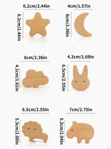 1pc Creative Cartoon Animal Shaped Wooden Cabinet Door/Drawer Pull Handle, Suitable For Various Cabinets, Wardrobes, Nightstands, Decorative Cabinets, Drawers, Cute Design Adds Fun To Cozy Rooms Baby Shower Family Decorations Gifts