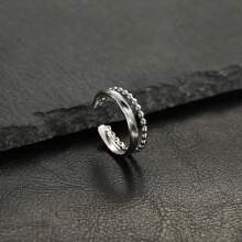 COINBUFF 4pcs Elegant Leaf Design Stainless Steel Adjustable Open Rings Set For Women - Silver - View 3