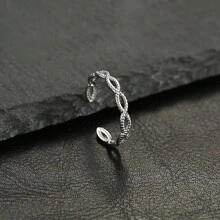 COINBUFF 4pcs Elegant Leaf Design Stainless Steel Adjustable Open Rings Set For Women - Silver - View 4