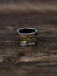 1 pièce Bague de style bohème rétro avec design de ligne géométrique en spirale, convient pour le port quotidien des femmes ou comme bijou de voyage, cadeau