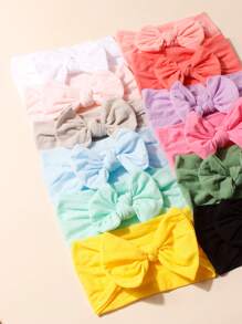 12pcs/Set Baby Nylon Candy Color Bow Headbands Set, Suitable For Daily Wear Love Valentine - Multicolor - View 5