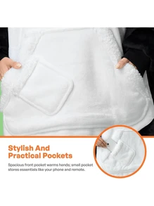 SYNCFUN Wearable Blanket Hoodie - Oversized Soft Sherpa Fleece Hooded Blanket - Warm Cozy Plush Flannel Blanket Sweatshirt Gifts - With Giant Pocket And Sleeves For Adults Women Men - 貓熊 - 查看 4