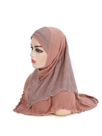 1 件全新马来西亚水晶欧根纱拼接头巾，一体式头巾，带弹性，纯色头带，适合懒散的人，围巾